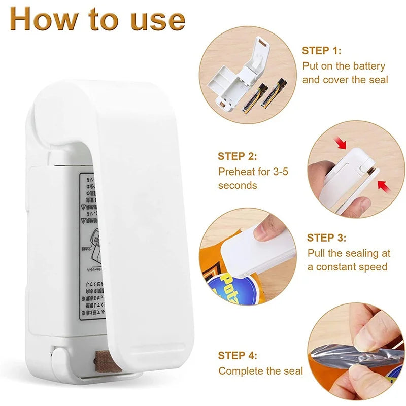 Mini Handheld Heat Sealer – Portable Food Bag Sealer for Freshness